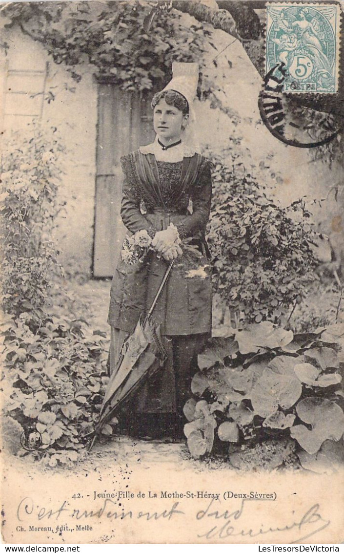 FOLKLORE - Costume - Jeune Fille De La Mothe St Héray - Carte Postale Ancienne - Costumes