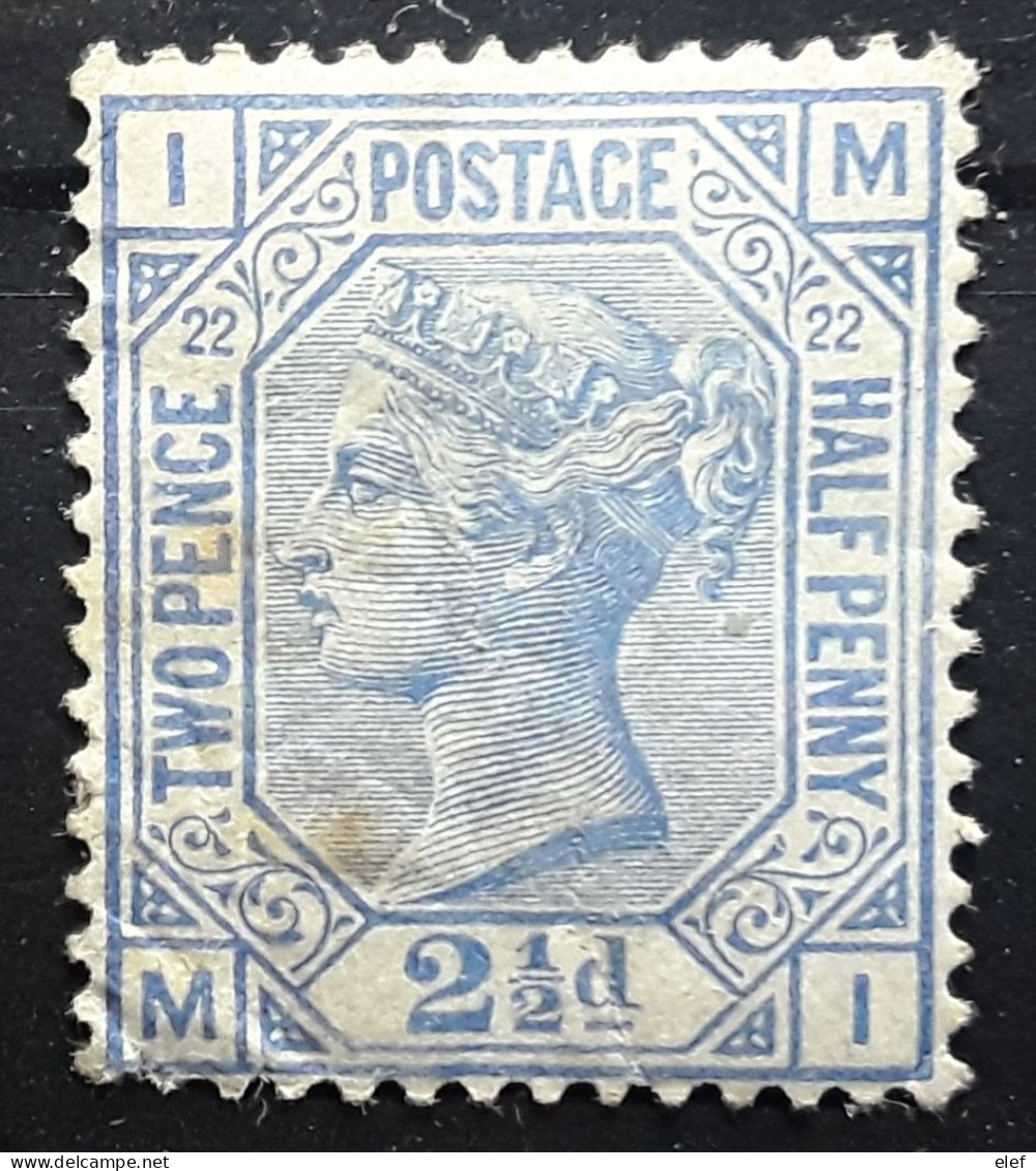 GB Queen Victoria 1880 , Yvert No 62, 2 1/2 Pence Bleu Pl 22 , Neuf * MH,  B, Cote 400 Euros - Nuevos