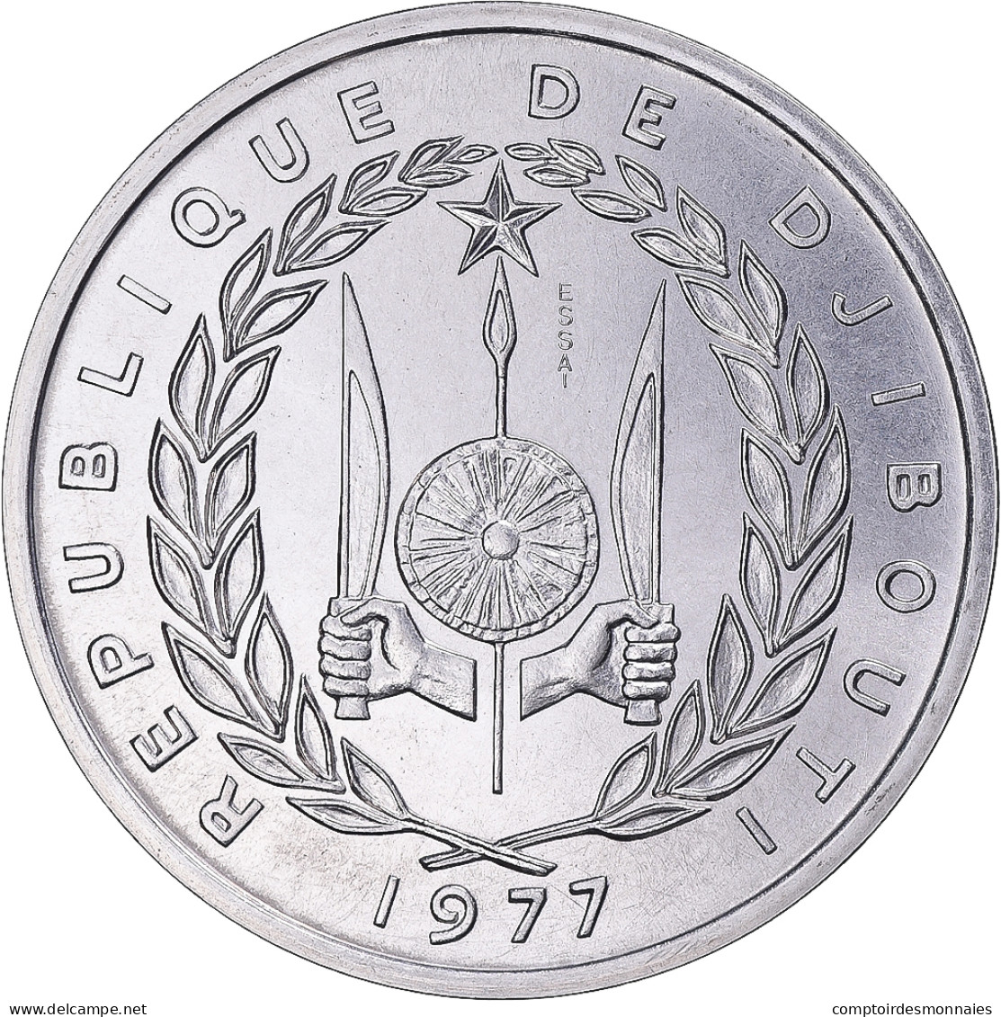 Monnaie, Djibouti, 5 Francs, 1977, Monnaie De Paris, ESSAI, FDC, Aluminium - Dschibuti