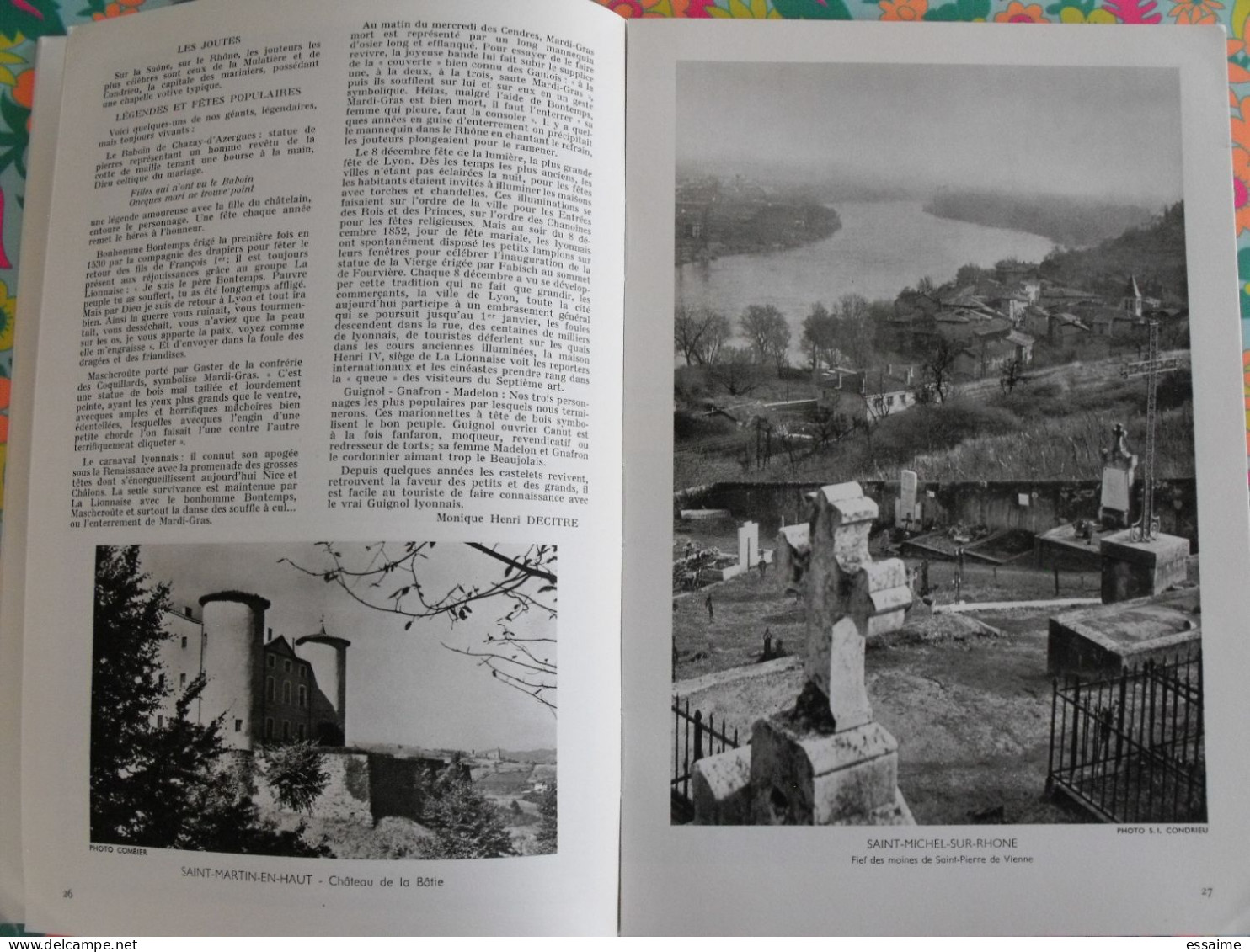 La France à table n° 130. 1968. Rhône. lyon givors chaponost thizy anse collonges tarare chessy mornant. gastronomie