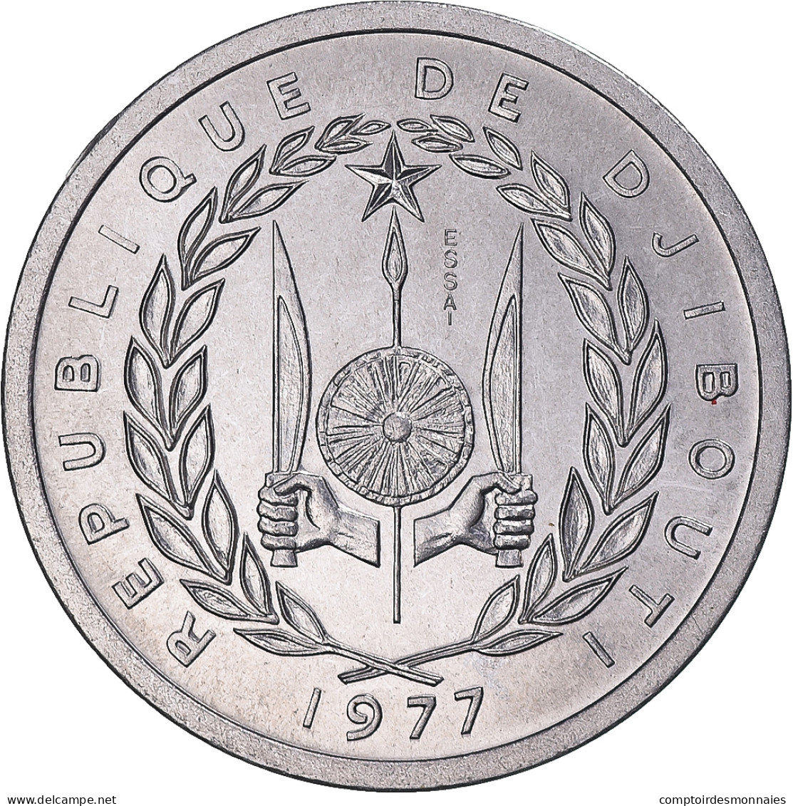 Monnaie, Djibouti, 2 Francs, 1977, Monnaie De Paris, ESSAI, FDC, Aluminium - Djibouti