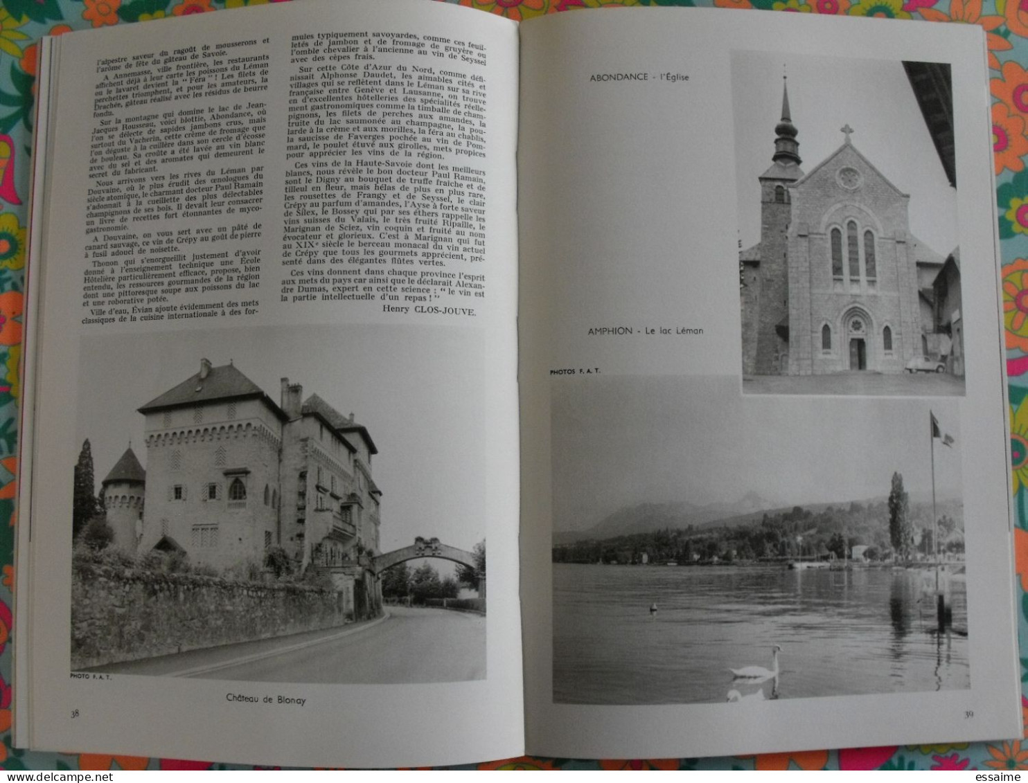 La France à table n° 133. 1968. Haute-Savoie. yvoire thonon évian dranse chamonix houches argentière megève. gastronomie