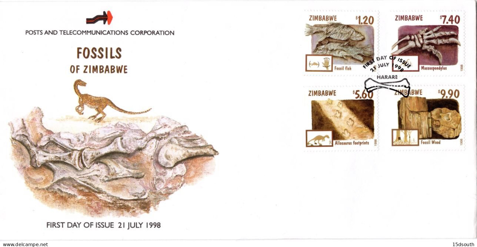 Zimbabwe - 1998 Fossils FDC # SG 970-973 - Fossiles