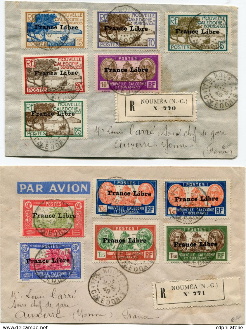 NOUVELLE-CALEDONIE 6 LETTRES RECOMMANDEES PAR AVION AFFRANCHIES AVEC LES N°199/233 FRANCE LIBRE DEPART NOUMEA 3 MARS 48. - Lettres & Documents