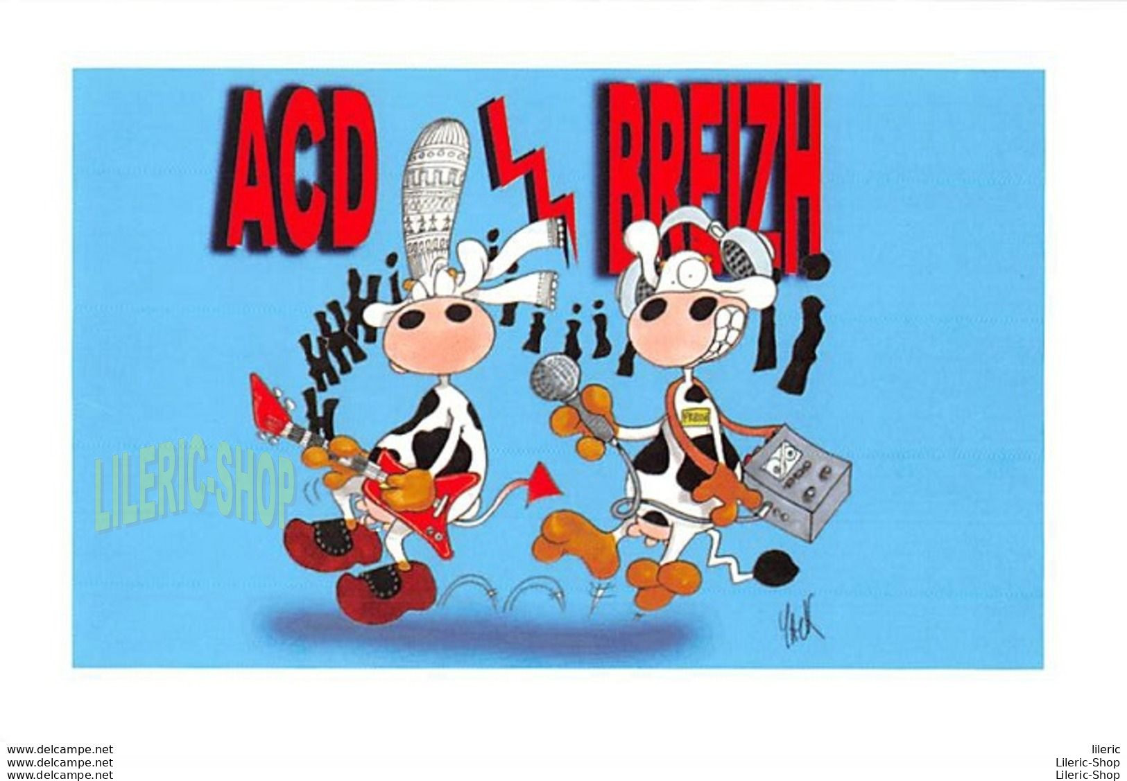 ACD / BREIZH - HUMOUR # VACHES # ROCK'N ROLL # DESSIN PAR JACQUES BOSSÉ Dit YACK - ÉDIT. STEF - Cows