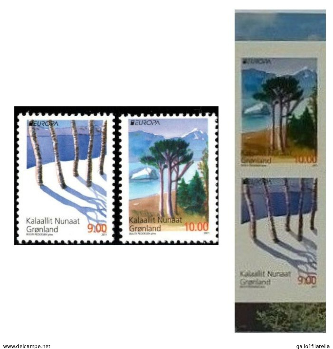 2011 - GROENLANDIA / GREENLAND - EUROPA  CEPT- LE FORESTE / THE FORESTS. 2 STAMPS + 2 ADHESIVE STAMPS. MNH - 2011