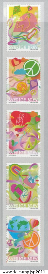 Sweden 2023. Facit # 3477-3481. Togheter For Peace - Strip Of 5 From Booklet SH138. MNH(**) - Nuovi