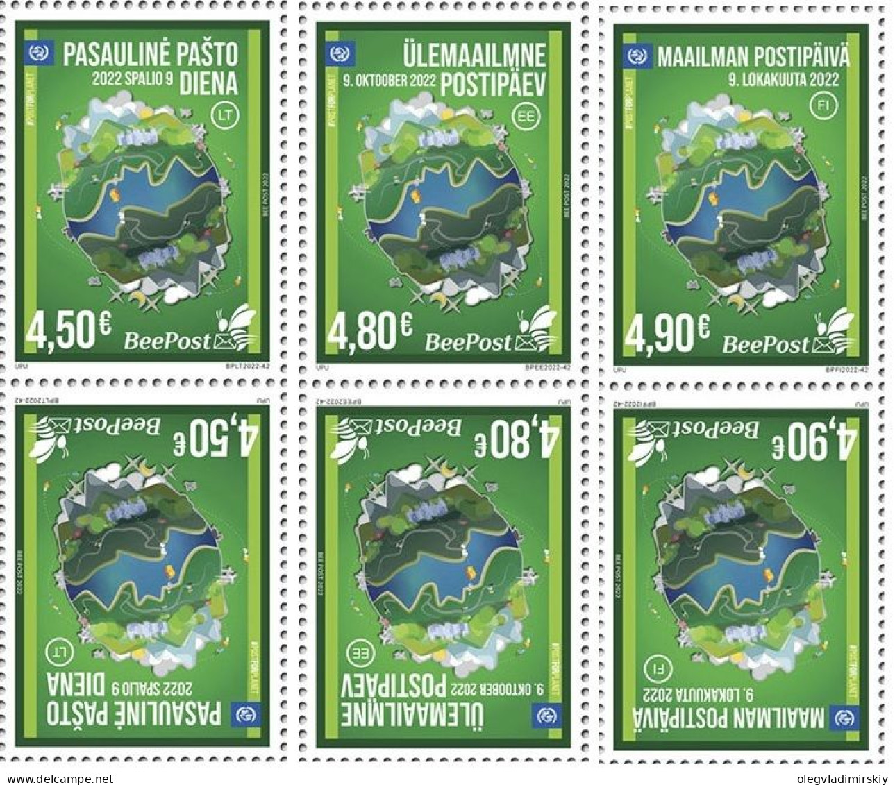 Estonia Lithuania Finland 2022 World Post Day Joint Issue BeePost Set Of 3 Tet-beshes Mint - Neufs