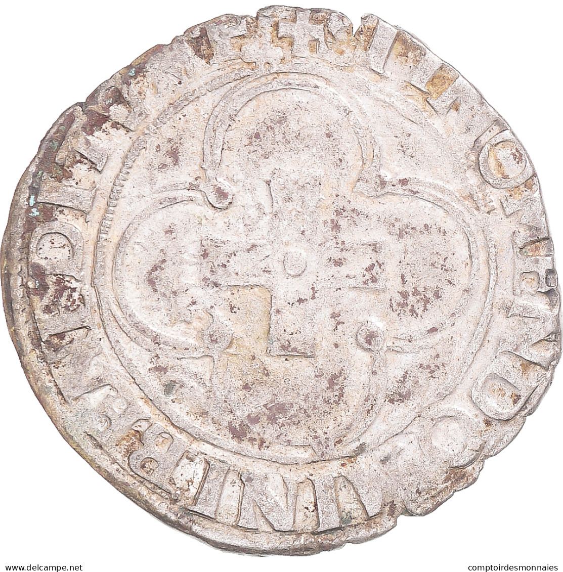 Monnaie, France, François Ier, Douzain à La Croisette, Lyon, TB+, Billon - 1515-1547 François 1er