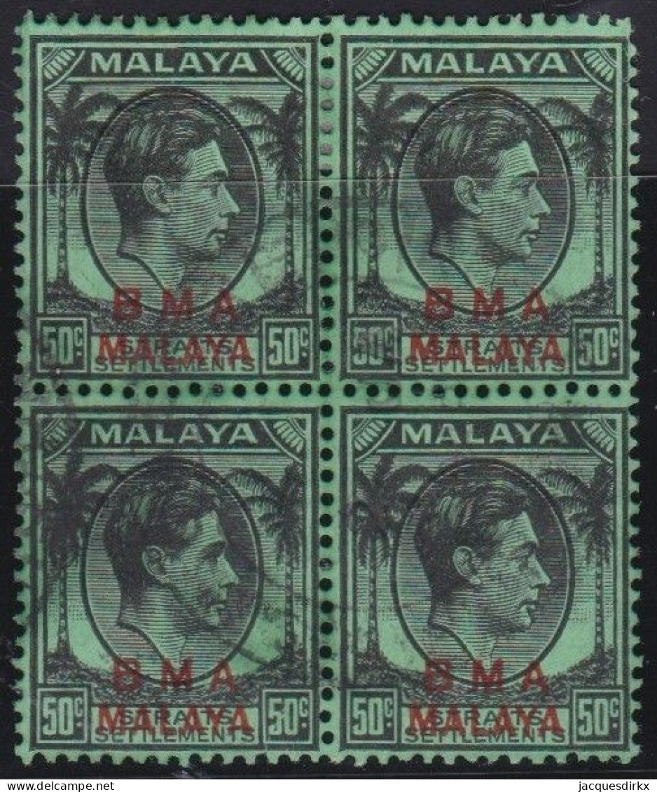 BMA Malaya        .   SG    .   14  Block Of 4    .    Chalky   .   O        .      Cancelled - Malaya (British Military Administration)