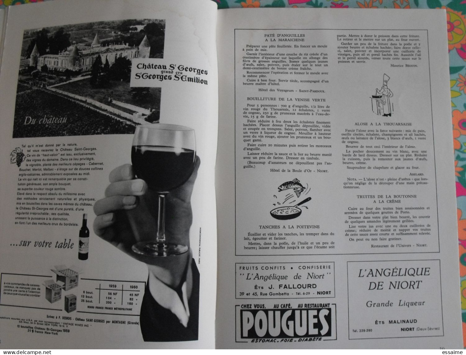 La France à table n° 99. 1962. Deux-Sèvres. niort saint-maixent parthenay oiron thouars bressuire melle. gastronomie