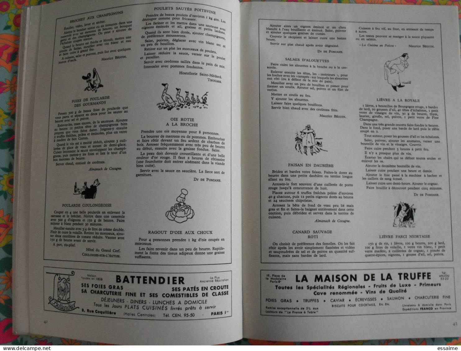 La France à table n° 99. 1962. Deux-Sèvres. niort saint-maixent parthenay oiron thouars bressuire melle. gastronomie