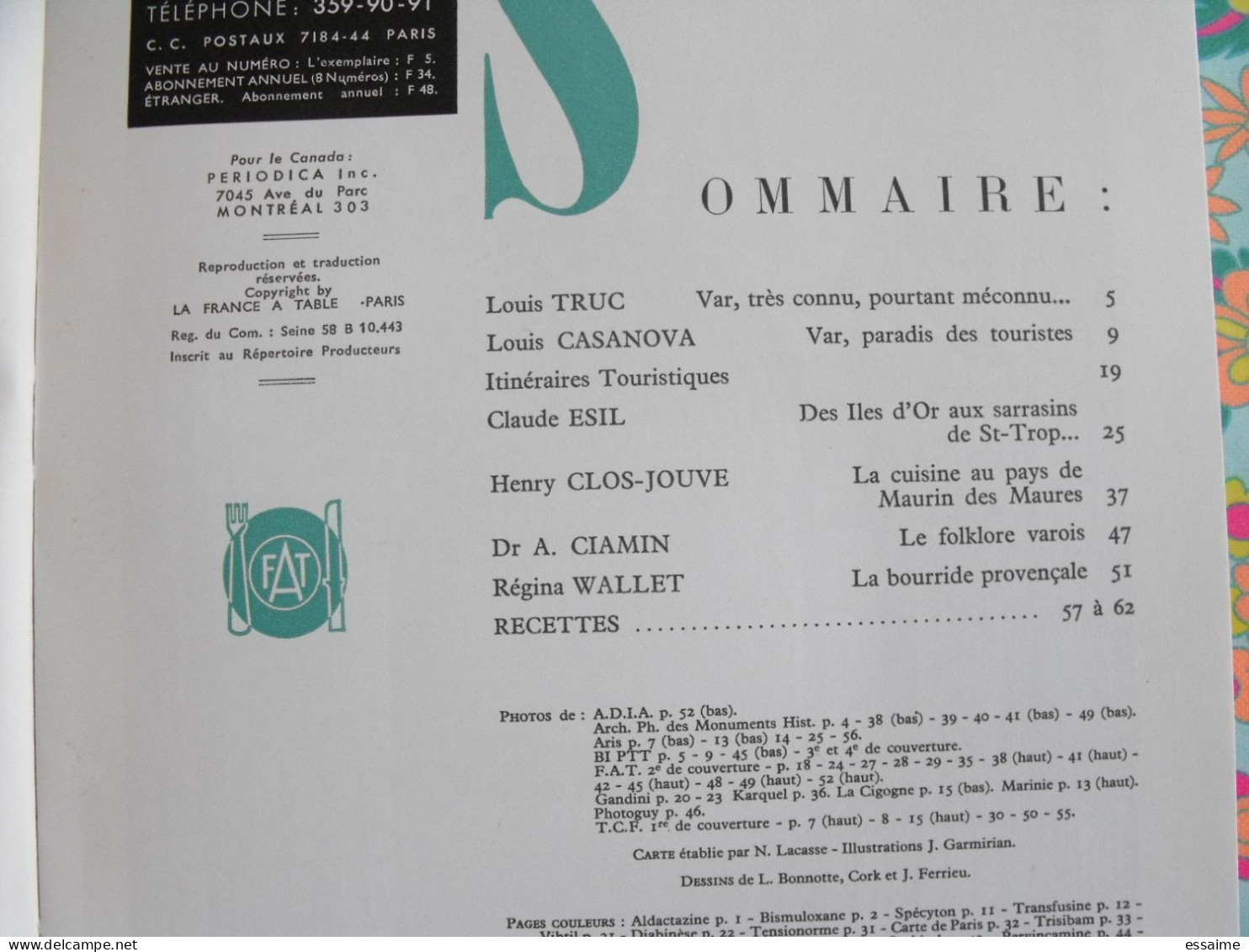 La France à Table N° 145. 1970. Var. Bandol Toulon Hyères Le Lavandou Fréjus Verdon Carces Saint-tropez. Gastronomie - Turismo Y Regiones