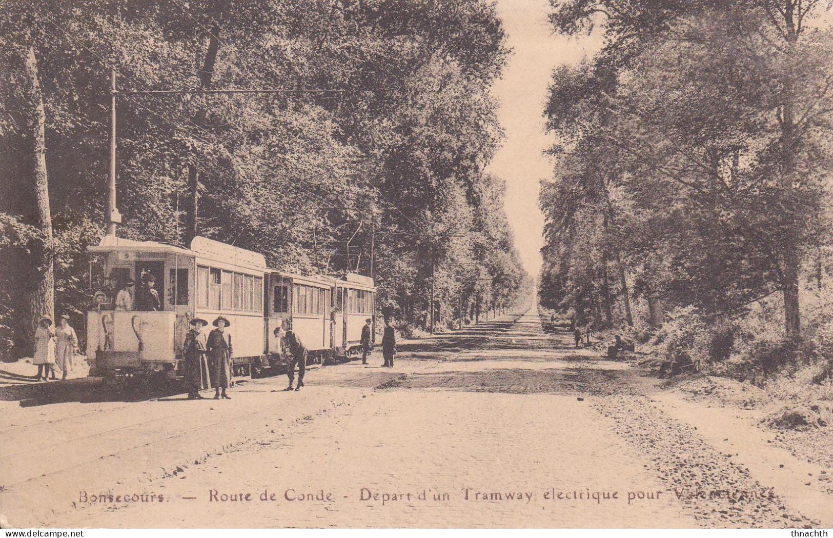 BONSECOURS - Route De Condé - Départ D'un Tramway électrique Pour Valenciennes (carte Animée) - Bonsecours