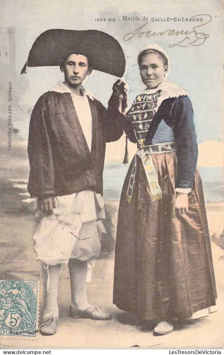 FOLKLORE - Costumes - Mariés De Saillé Guérande -  Carte Postale Ancienne - Kostums