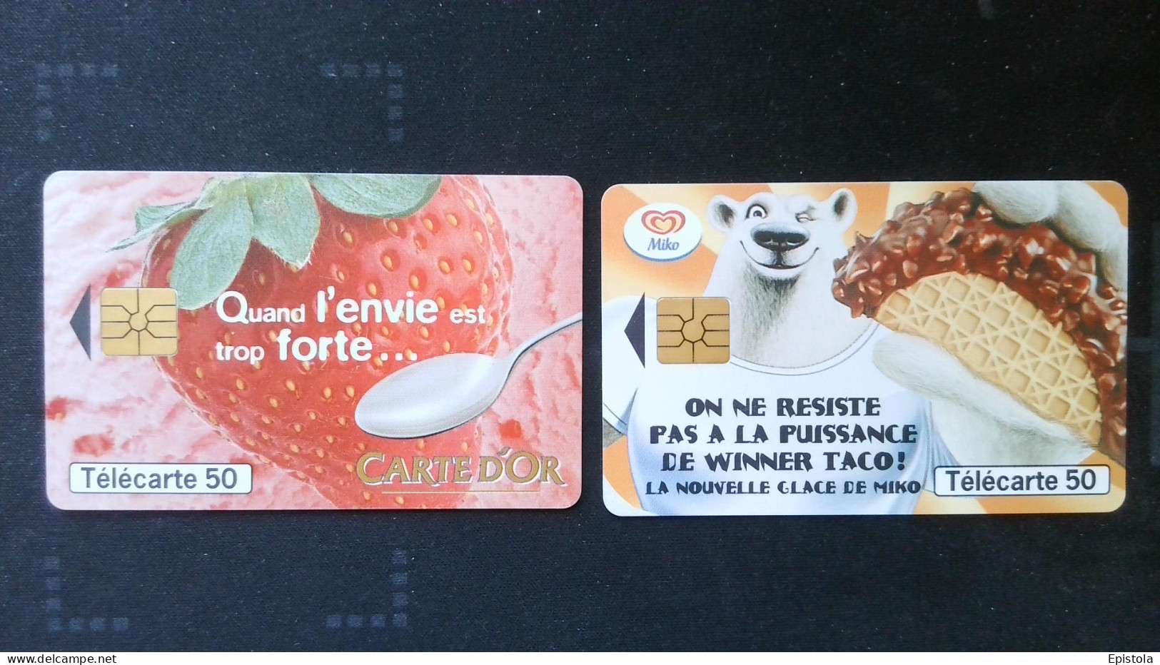 ►France: Glace Gaufrette Miko Et Carte D'or  -  Lot  2  Télécartes - Food