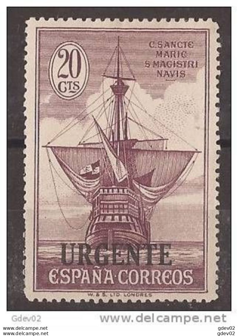 ES546-L4359PC-TESPURGEN. Spain. Espagne.Barco. .DESCUBRIMIENTO DE AMERICA.Urgente.1930 (Ed 546**). S)charnela MAGNIFICOS - Exprès