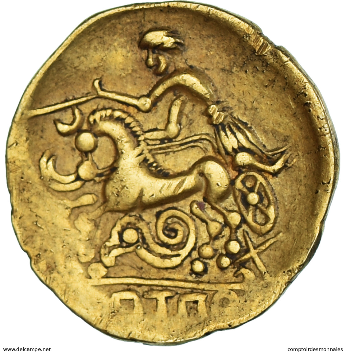 Monnaie, Helvètes, 1/4 Statère, 2nd-1st Century BC, Horgen Type, TTB+, Or - Gauloises