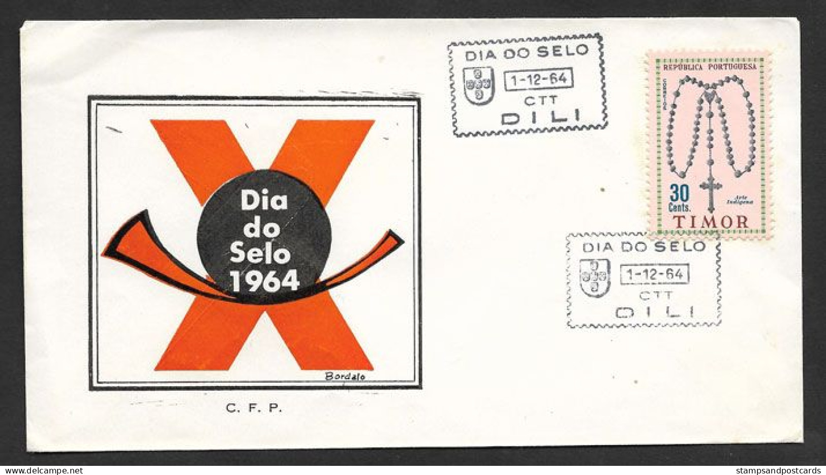 Timor Oriental Portugal Cachet Commémoratif Journée Du Timbre 1964 East Timor Event Postmark Stamp Day - Timor Oriental