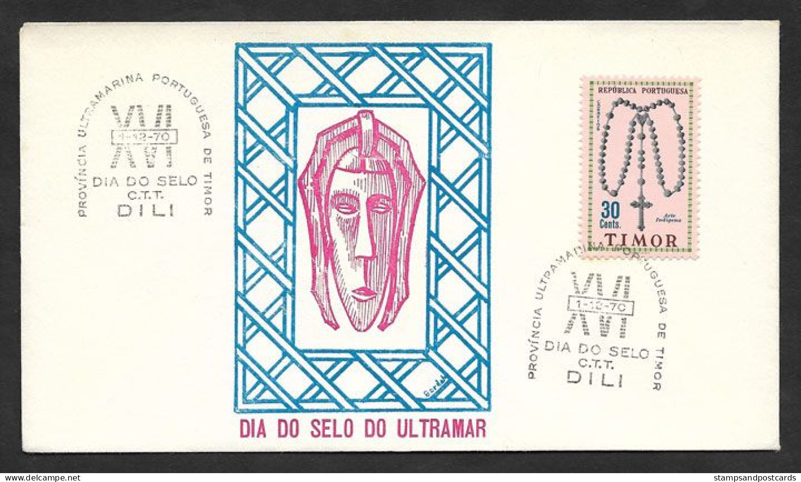 Timor Oriental Portugal Cachet Commémoratif Journée Du Timbre 1970 East Timor Event Postmark Stamp Day - Osttimor