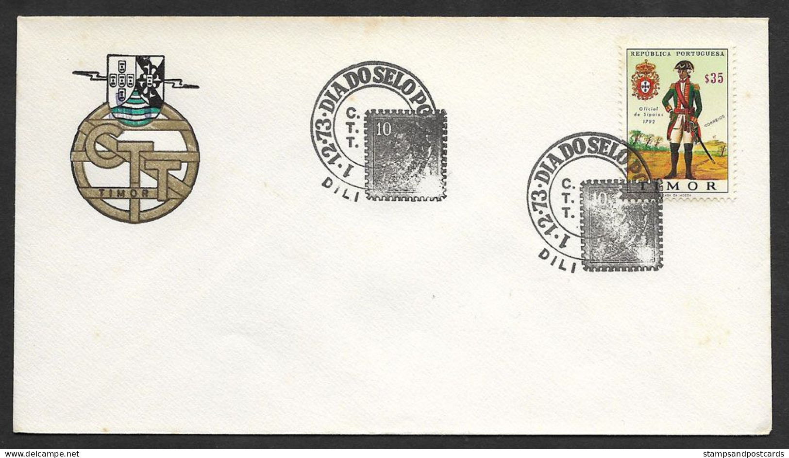 Timor Oriental Portugal Cachet Commémoratif Journée Du Timbre 1973 East Timor Event Postmark Stamp Day - Osttimor