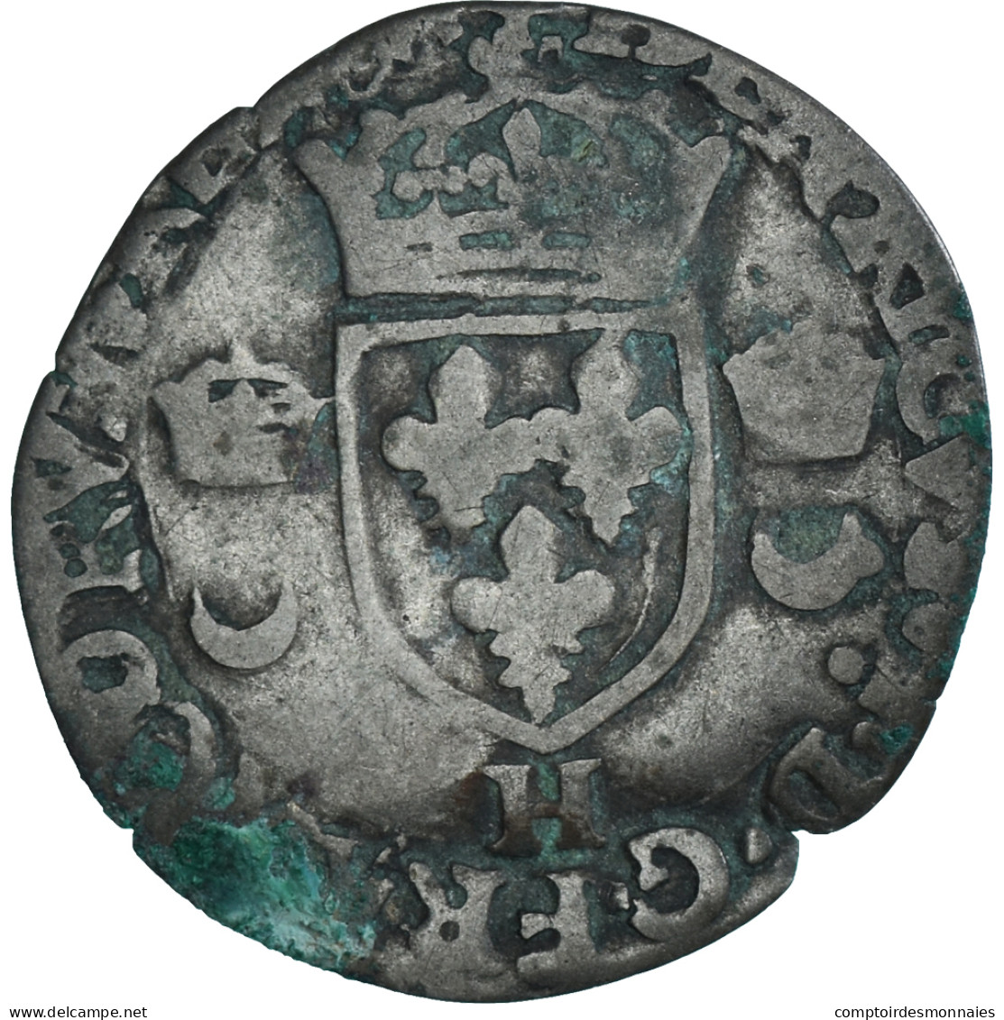 Monnaie, France, Henri II, Douzain Aux Croissants, Date Incertaine, La Rochelle - 1547-1559 Heinrich II.