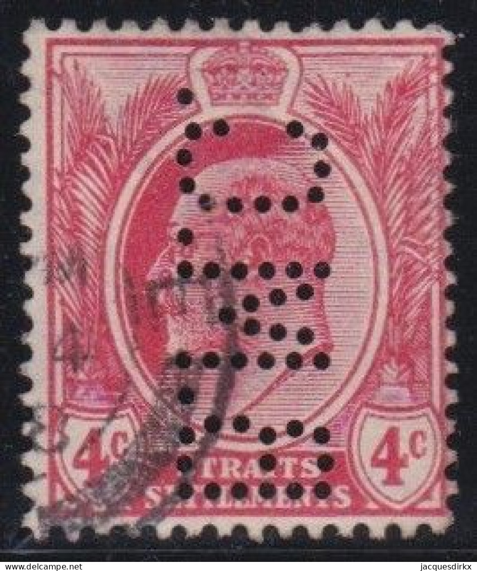 Straits Settlements        .   SG    .   154  (2 Scans)  .  Perfin    .      O        .      Cancelled - Straits Settlements