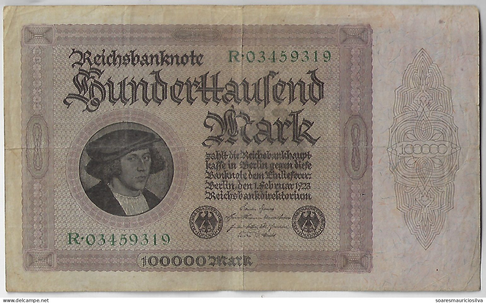 Germany Banknote 100,000 Mark 1923 Pick-83a VF (catalog US$10) - 100.000 Mark