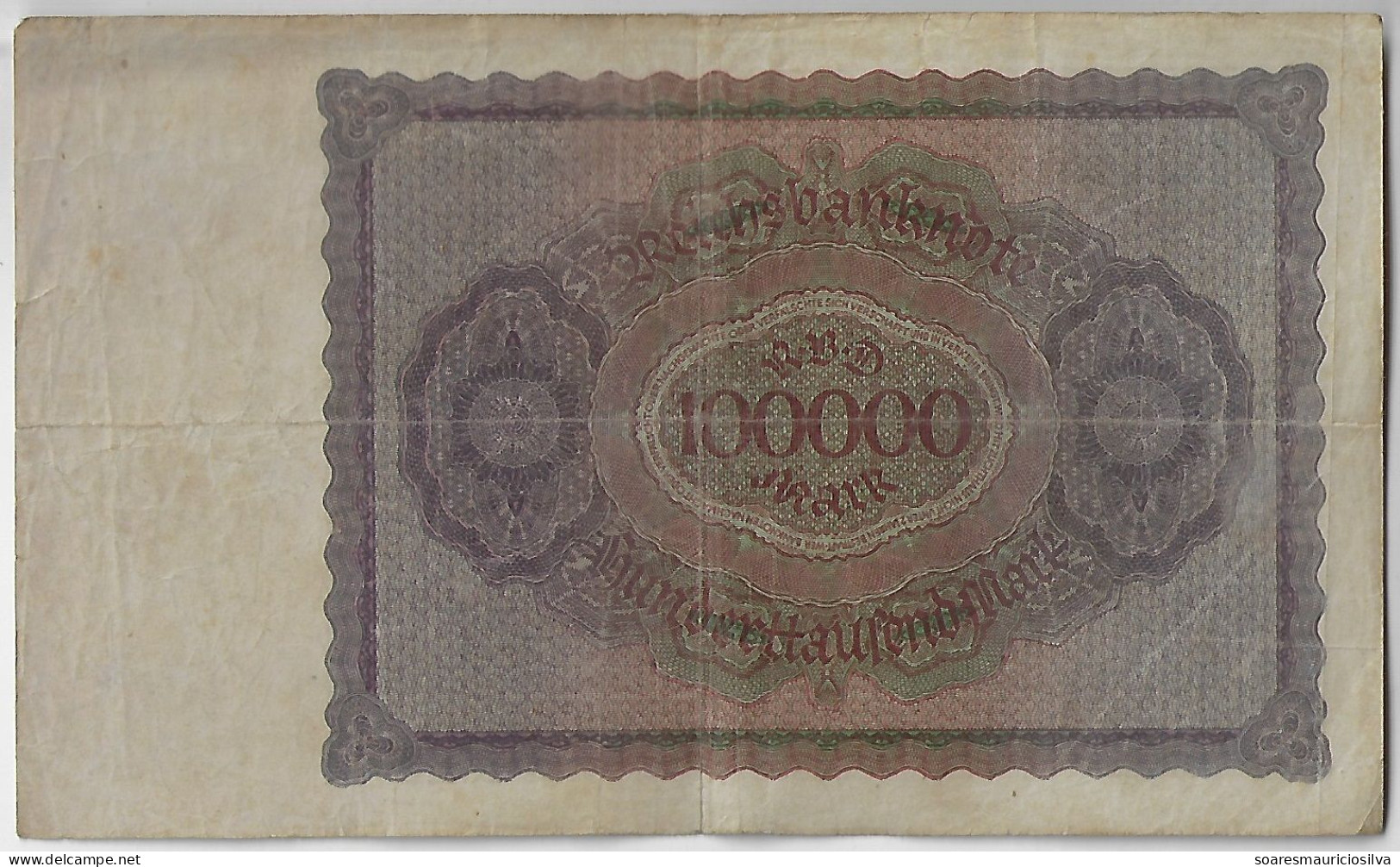 Germany Banknote 100,000 Mark 1923 Pick-83a VF (catalog US$10) - 100.000 Mark