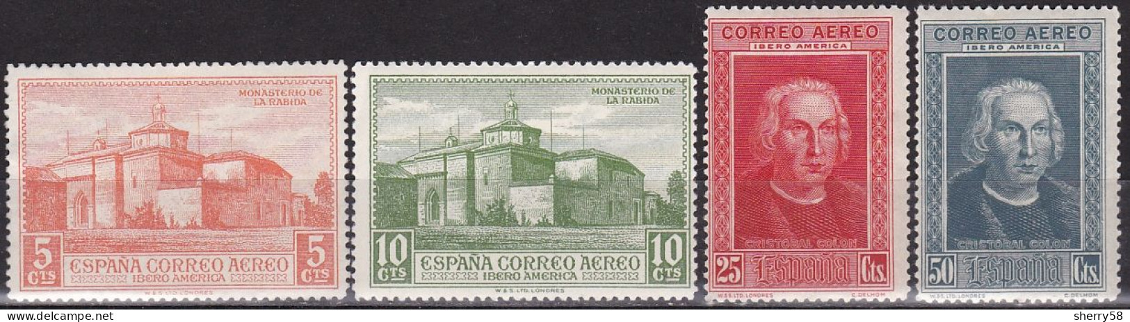 1930-ED. 559 A 562 - HASTA 1 PTA.-DESCUBRIMIENTO DE AMÉRICA. M. DE LA RÁBIDA Y  CRISTÓBAL COLÓN -NUEVO CON FIJASELLOS-MH - Nuevos