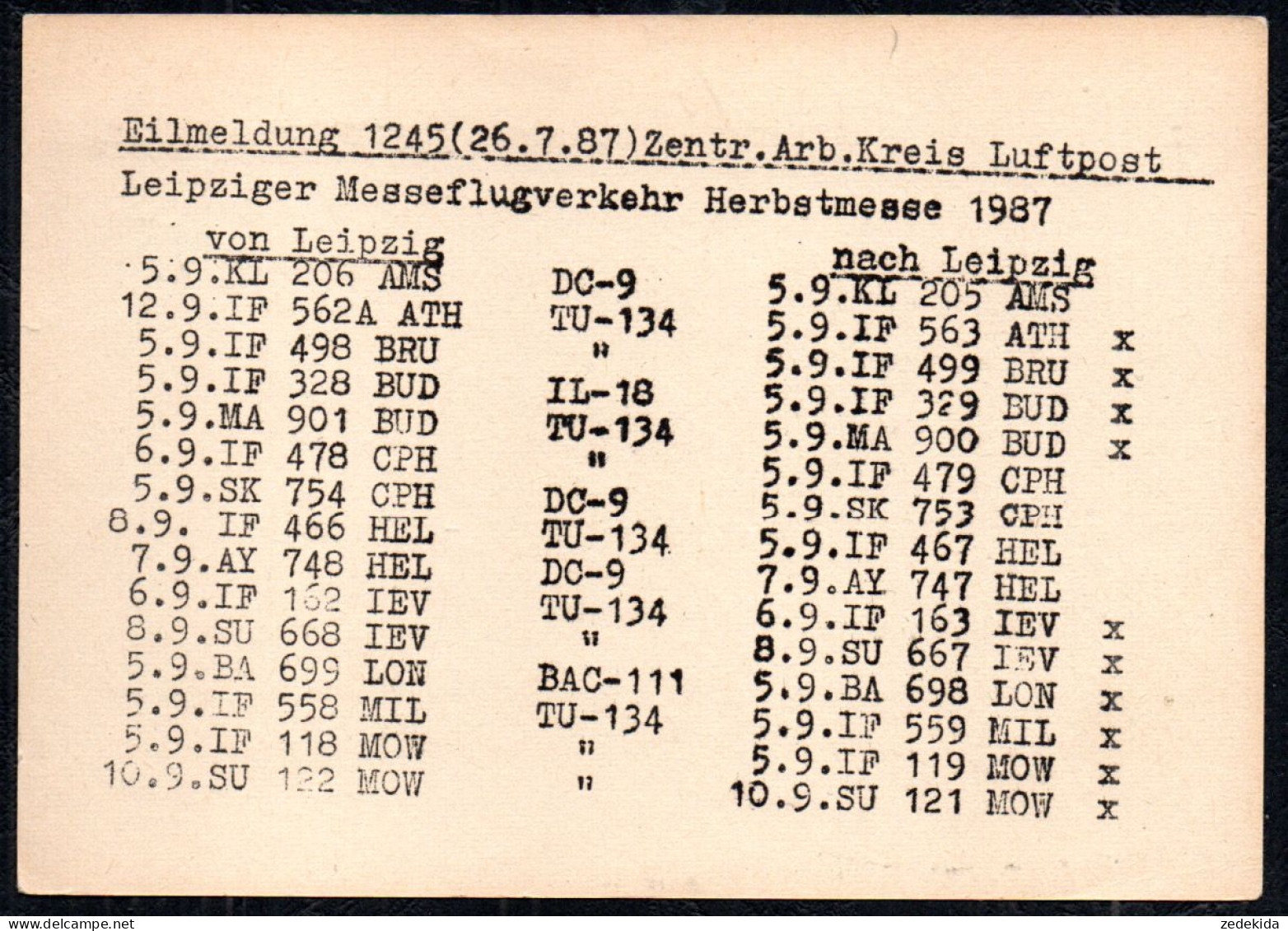 G3038 - Halle Saalfeld Bahnpost Bahnpoststempel Ganzsache Sonderstempel - Flugverkehr Messe Leipzig - Postcards - Used