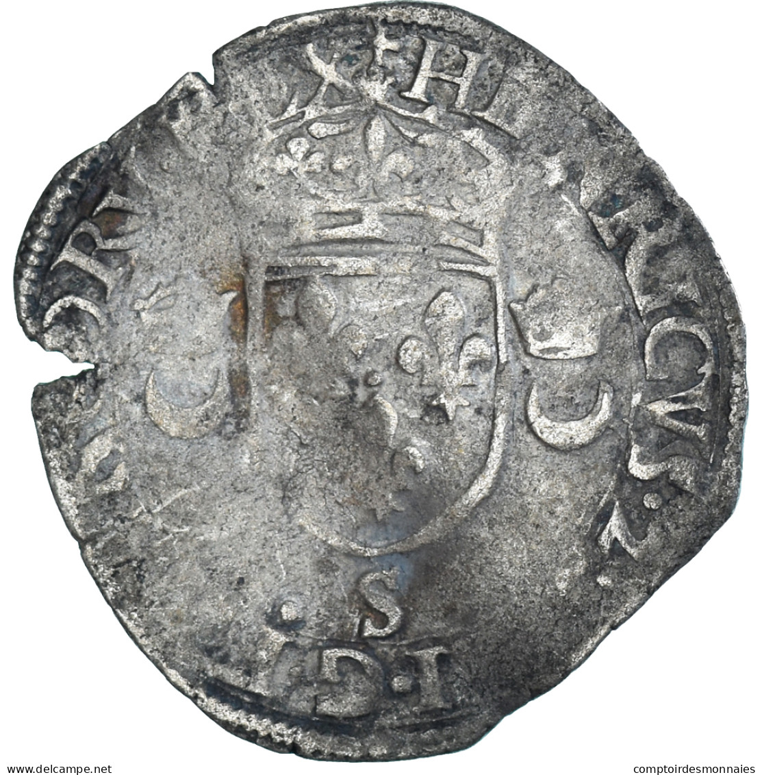 Monnaie, France, Henri II, Douzain Aux Croissants, Date Incertaine, Troyes, B+ - 1547-1559 Henri II