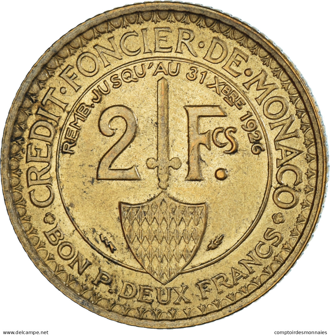 Monnaie, Monaco, Louis II, 2 Francs, 1924, Poissy, TTB+, Cupro-Aluminium - 1922-1949 Louis II.