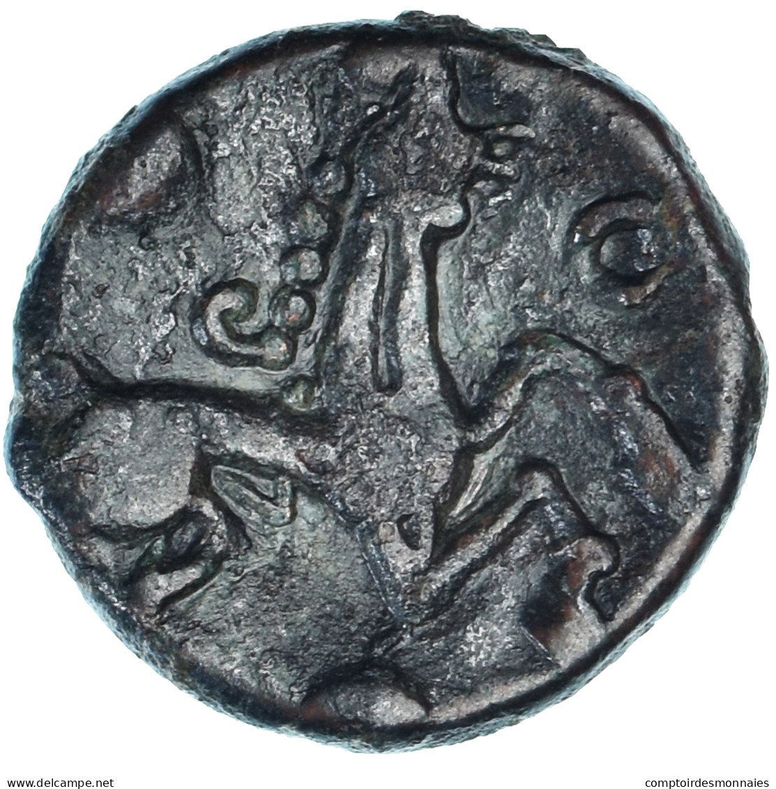 Monnaie, Bellovaques, Bronze Au Personnage Courant, 80-50 BC, TTB, Bronze - Gauloises