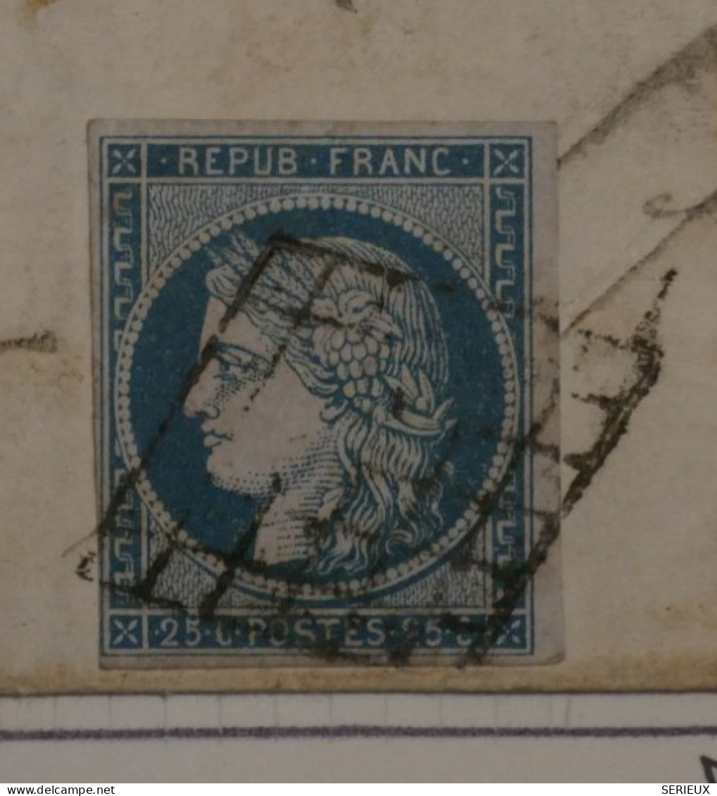 AE18 FRANCE BELLE LETTRE RR 10 JANV. 1852  TOURNUS A AUGNY +GRILLE +AFF. PLAISANT+++ - 1849-1850 Cérès