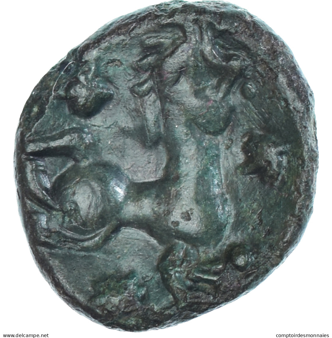 Monnaie, Bellovaques, Bronze Au Personnage Agenouillé, 80-50 BC, TTB, Bronze - Gauloises