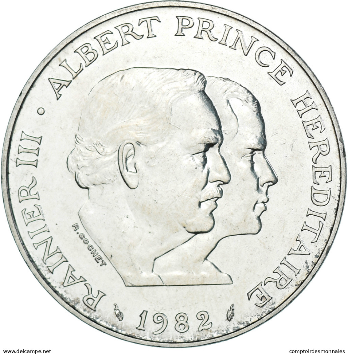 Monnaie, Monaco, Rainier III & Albert, 100 Francs, 1982, Monaco, SUP, Argent - 1960-2001 Nouveaux Francs