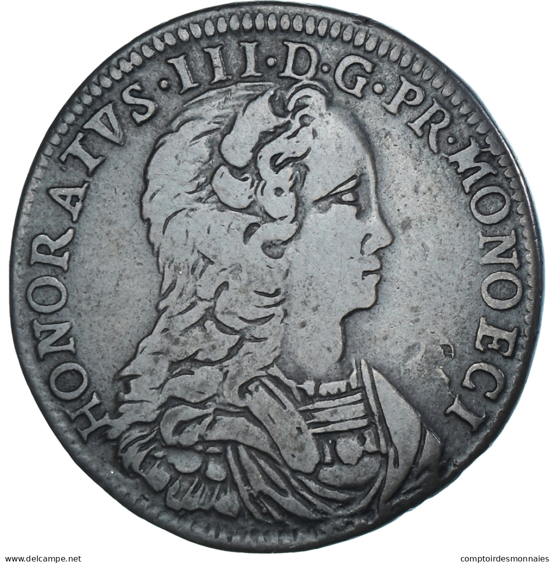 Monnaie, Monaco, Honore III, 3 Sols, Pezetta, 1735, Monaco, TB, Billon - 1505-1795 De Lucien Ier à Honoré III