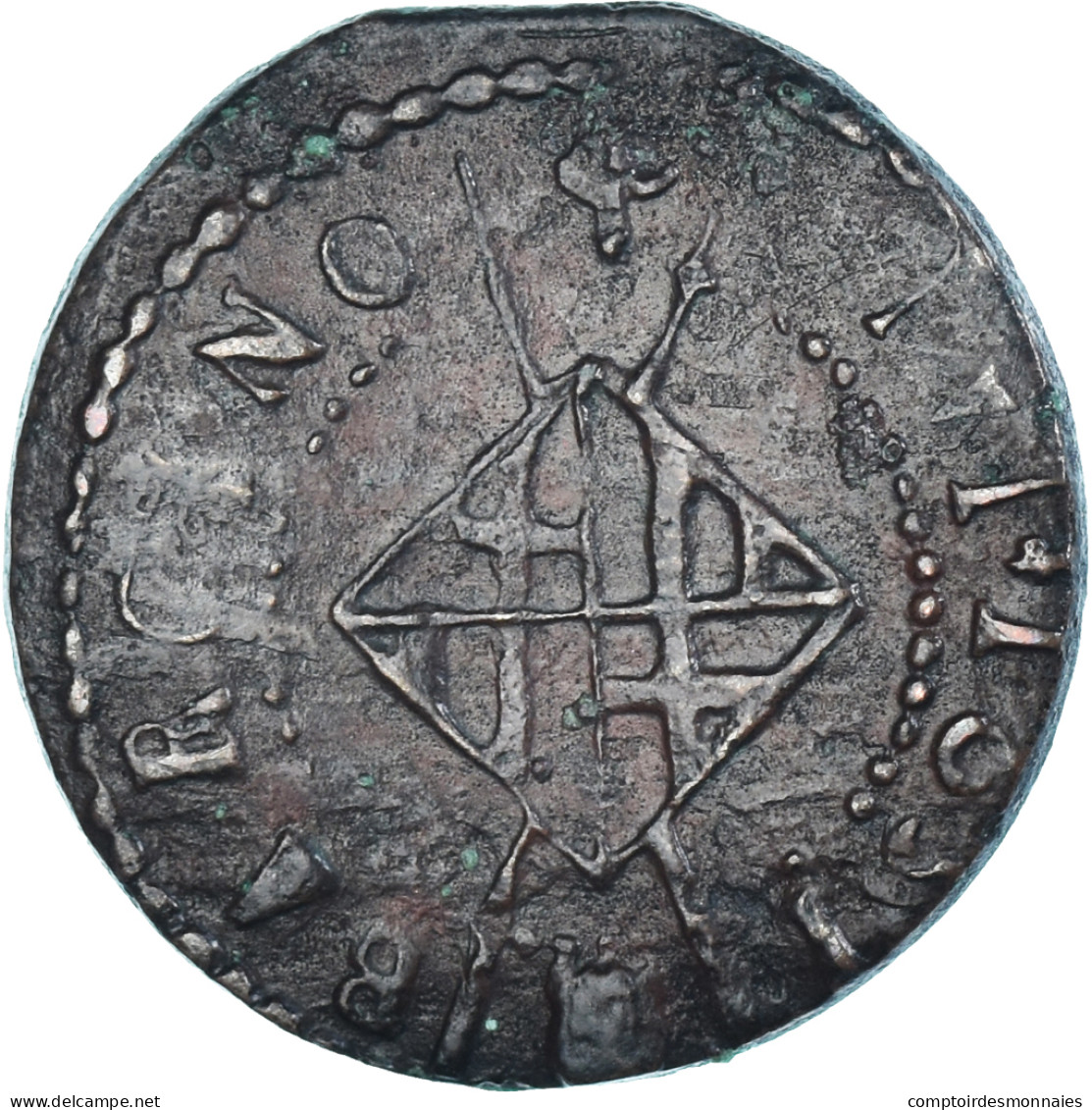 Monnaie, Espagne, CATALONIA, Louis XIV, Seiseno, 1651, Barcelona, TB+, Cuivre - Monedas Provinciales