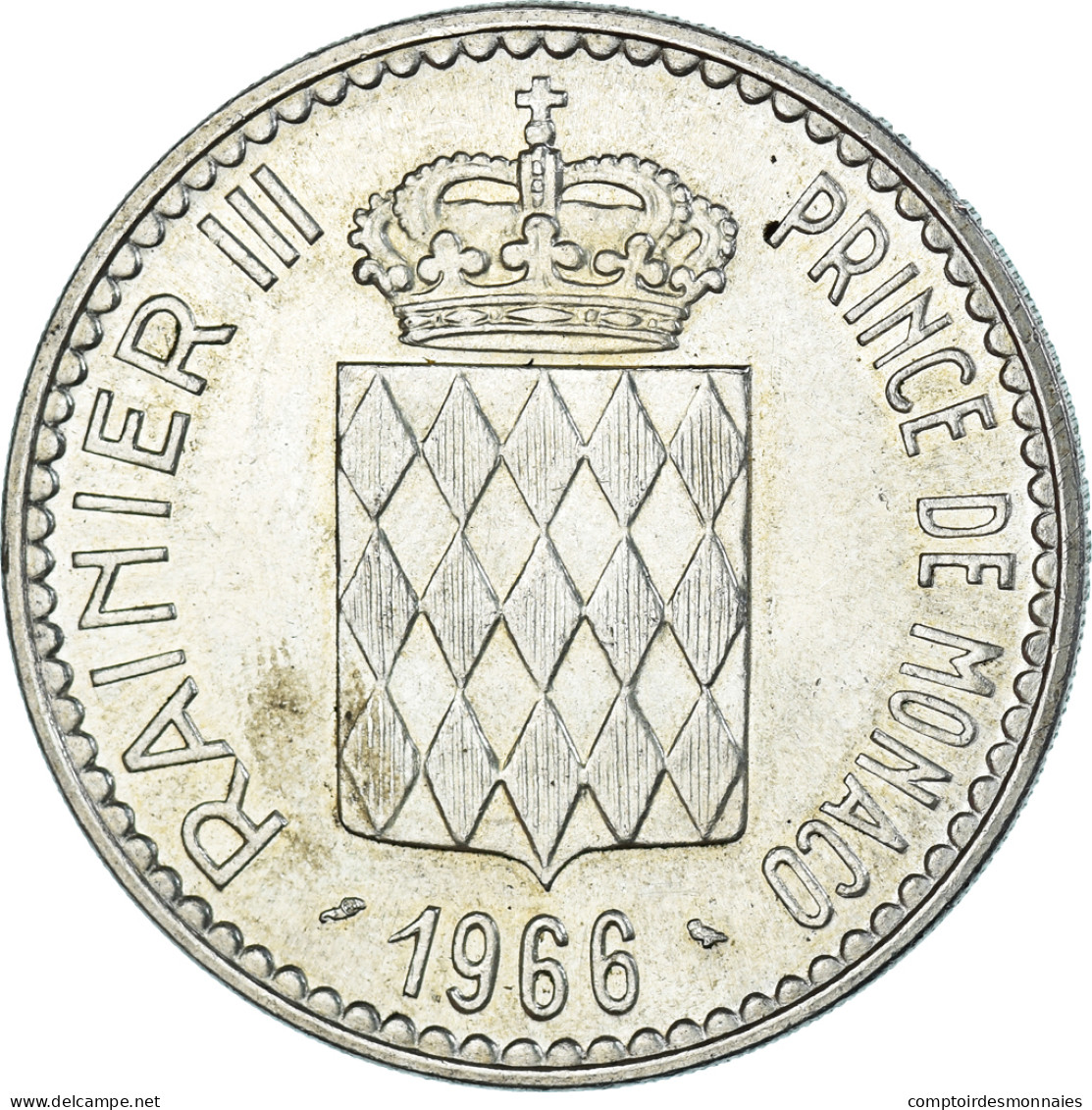 Monnaie, Monaco, Rainier III, Charles III, 10 Francs, 1966, SUP, Argent - 1960-2001 Nouveaux Francs