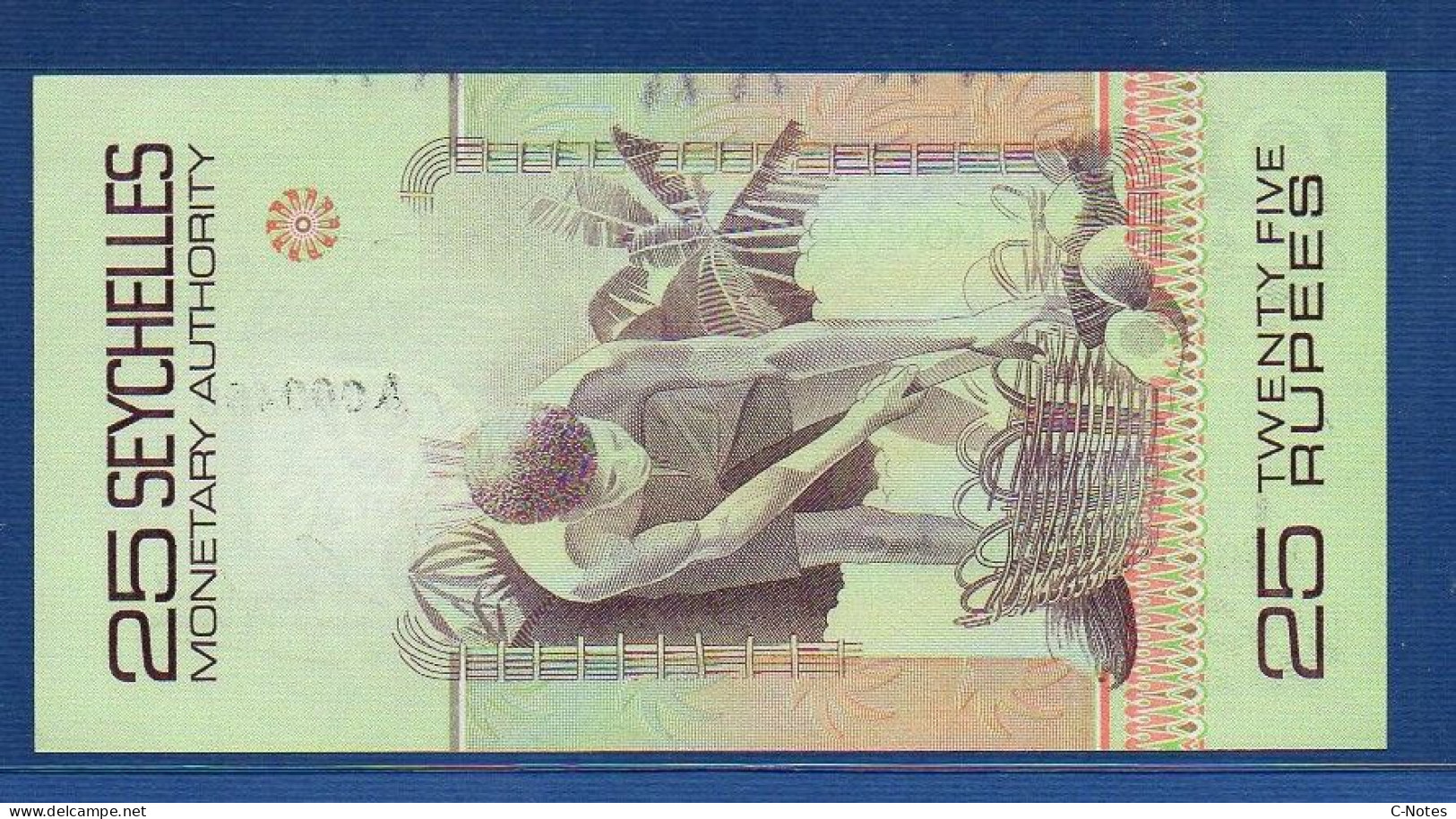 SEYCHELLES - P.24 – 25 RUPEES 1979 UNC, S/n A000460 LOW SERIAL - Seychelles