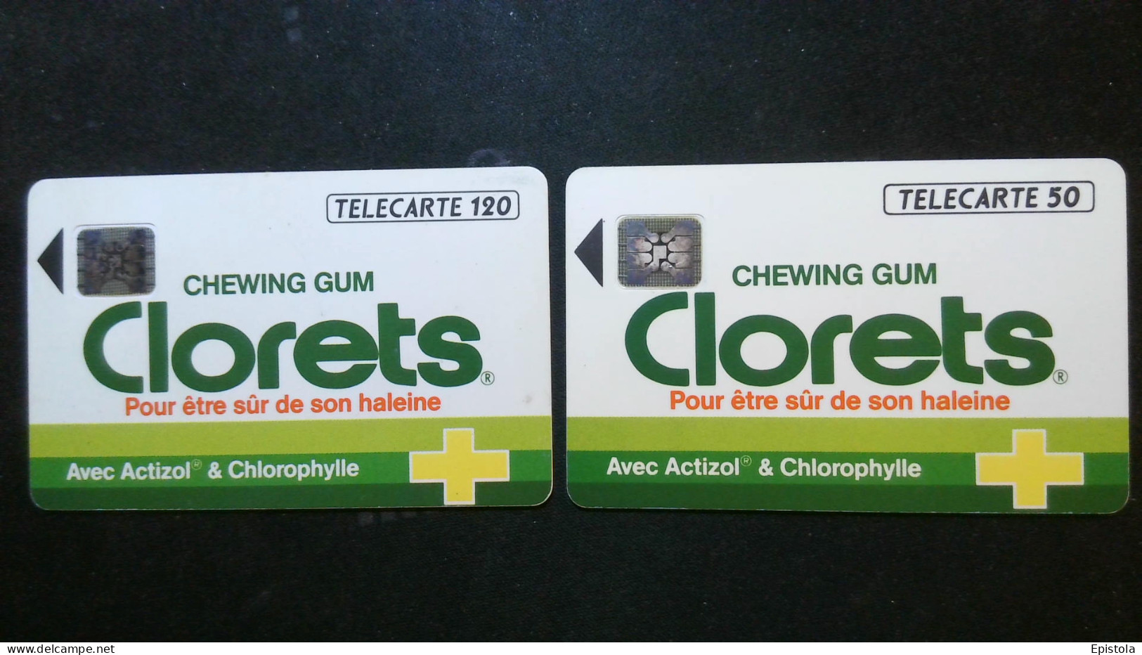 ► France:  CHEWING GUM Clorets 50U & 120U    -  Lot  2 Télécartes  - - Alimentation