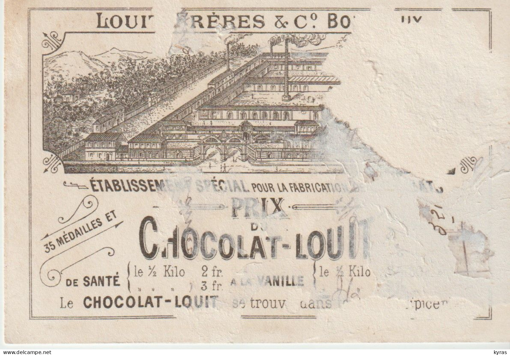 Chromo CHOCOLAT LOUIT 7x10 Cm  Administration ( Militaires à L'intérieur De Caserne) - Louit