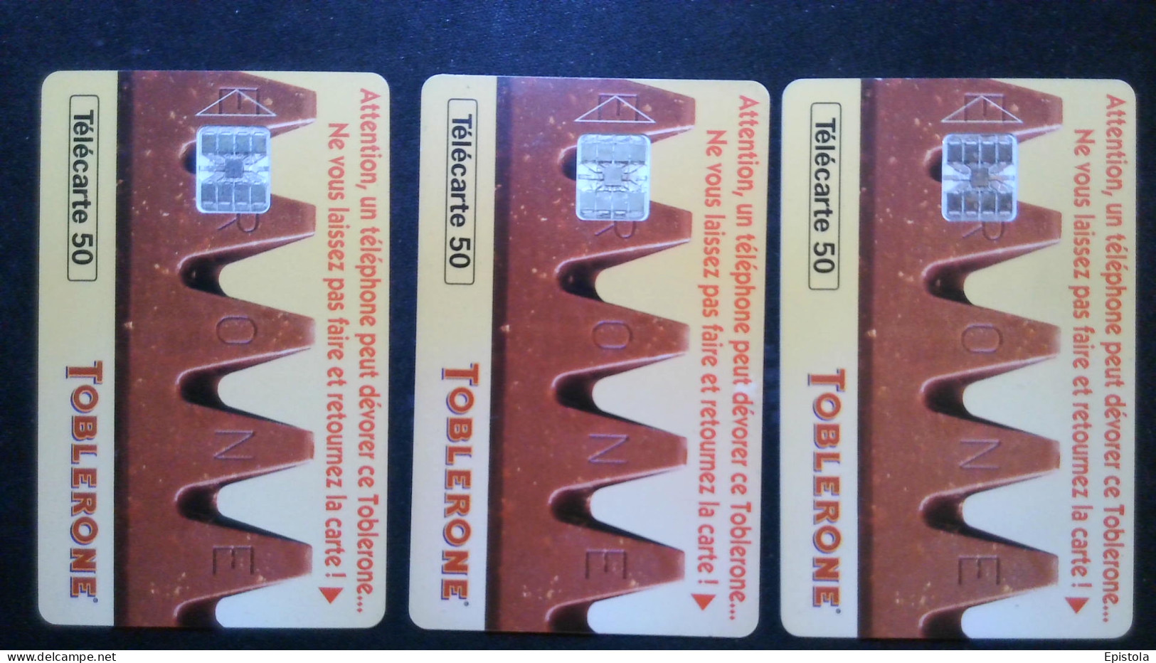 ► France:  TOBLERONE  50U -  Lot  3 Télécartes  - - Alimentation