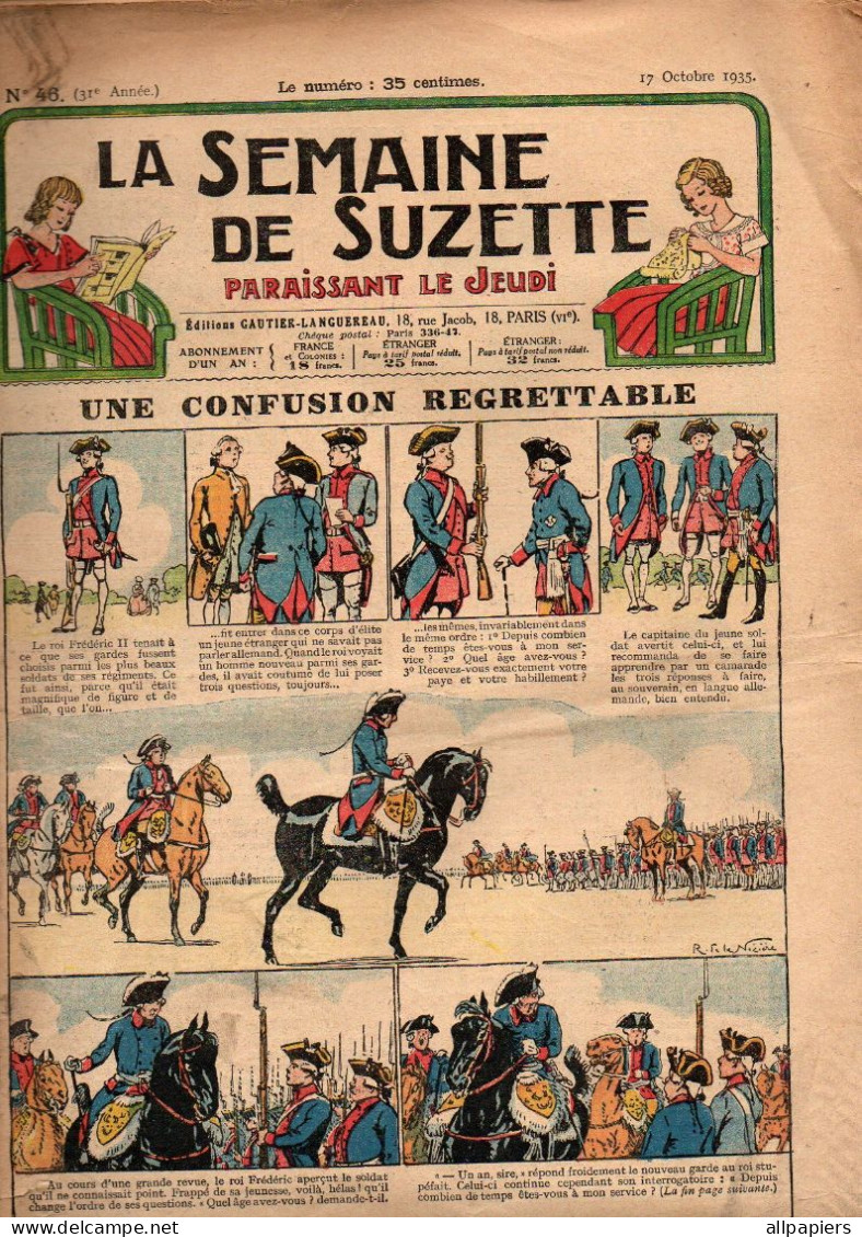 La Semaine De Suzette N°46 Une Confusion Regrettable - Suzette Apprend à Tricoter - La Fortune De Nane...1935 - La Semaine De Suzette