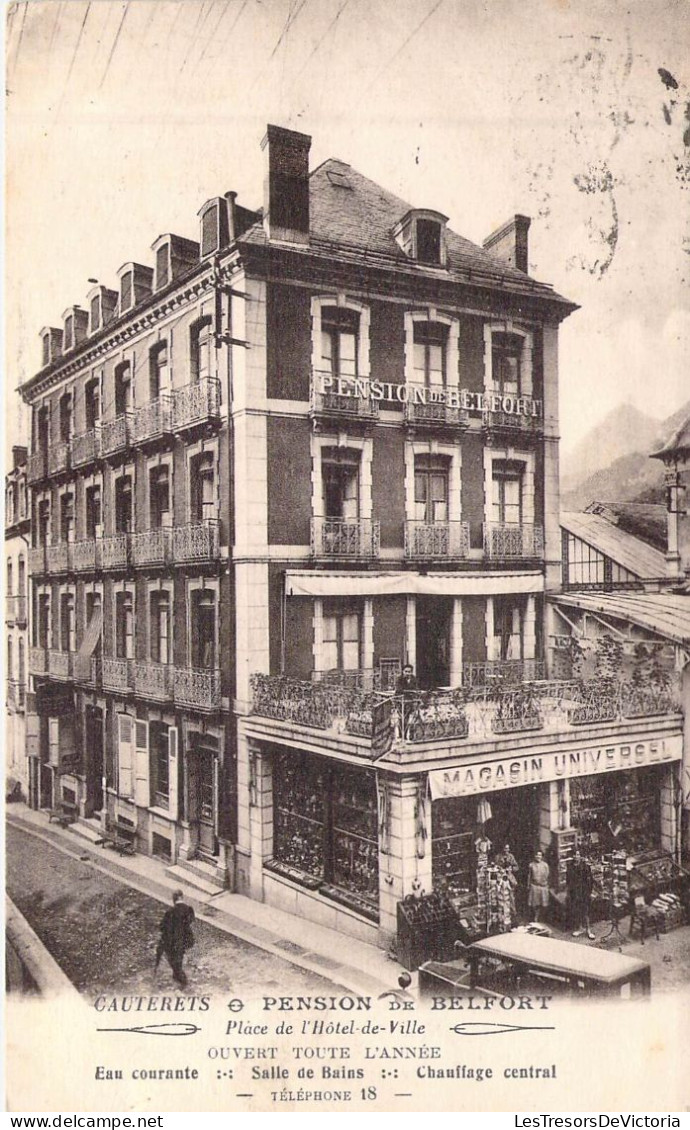 FRANCE - 65 - CAUTERETS - Place De L'Hôtel De Ville - Pension De Belfort - Carte Postale Ancienne - Cauterets