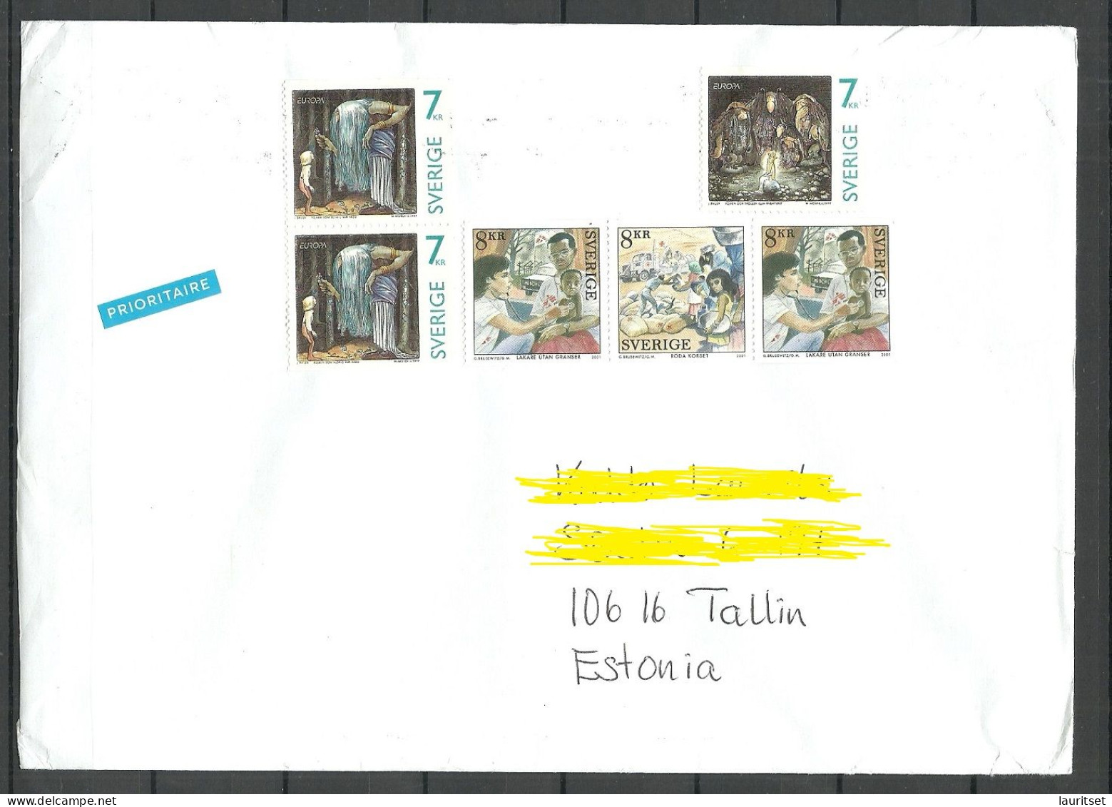 SCHWEDEN Sweden 2023 Air Mail Cover To Estonia. Stamps Remained MINT (not Cancelled) - Cartas & Documentos