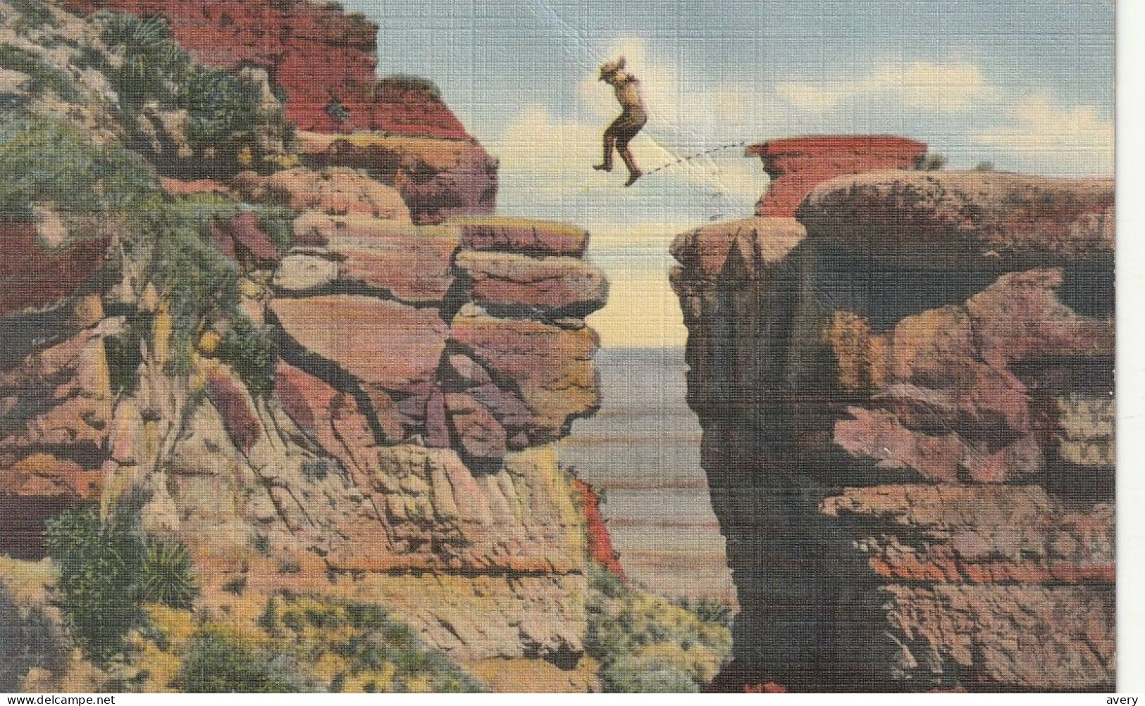 Leap For Life, Grand Canyon, Arizona This Is A 12 Foot Leap With A 2000 Ft. Drop  Crease - Grand Canyon