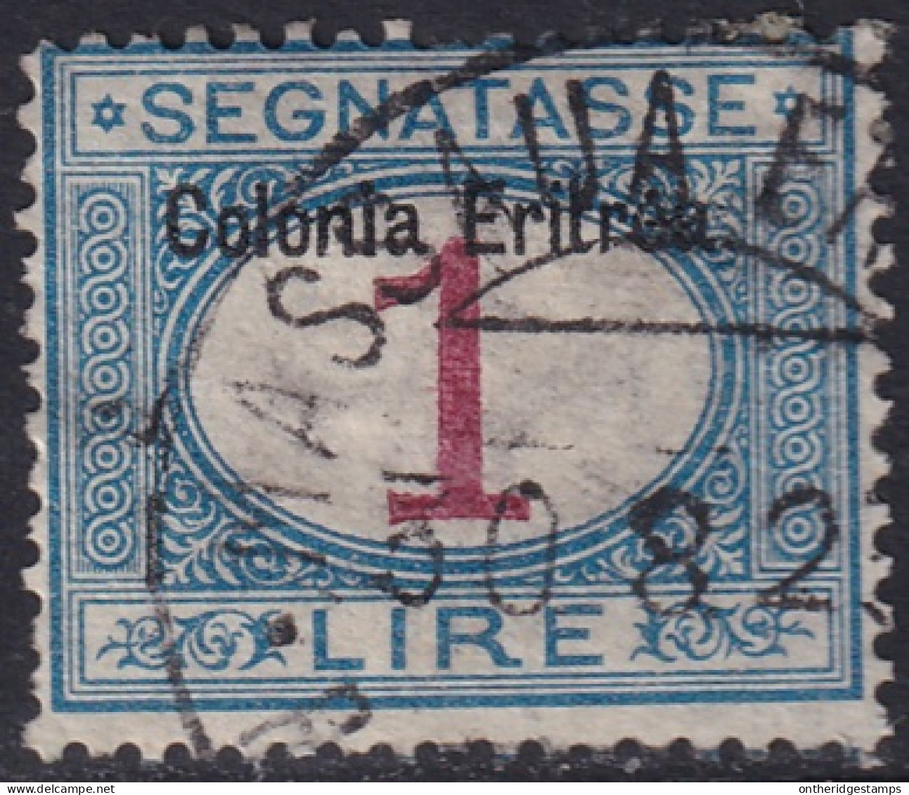 Eritrea 1903 Sc J8 Sa S8 Postage Due Used Massaua Cancel Repaired Corner - Eritrea