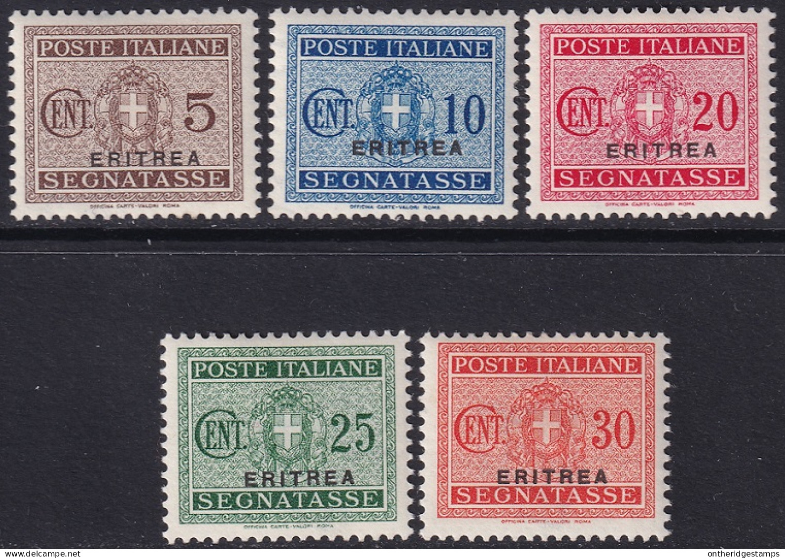 Eritrea 1934 Sc J15-9 Sa S26-30 Postage Due Partial Set MLH* - Eritrée